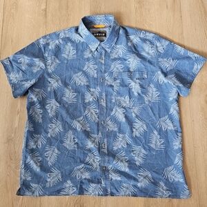 ORVIS Mens Blue Tropical Print Short Sleeve Button Up Shirt Size XXL, Active Fit